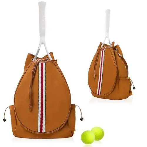Mini Momo Tennis Bag for Women Racket Tote, Stylish Backpack - Unisex Racquet Sports Pickleball Bag Convertible Shoulder, Crossbody Strap Large Compartment 