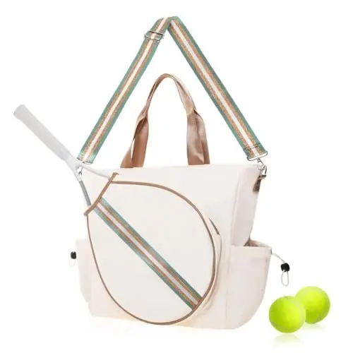Mini Momo Tennis Bag for Women Racket Tote, Stylish Backpack - Unisex Racquet Sports Pickleball Bag Convertible Shoulder, Crossbody Strap Large Compartment - 1