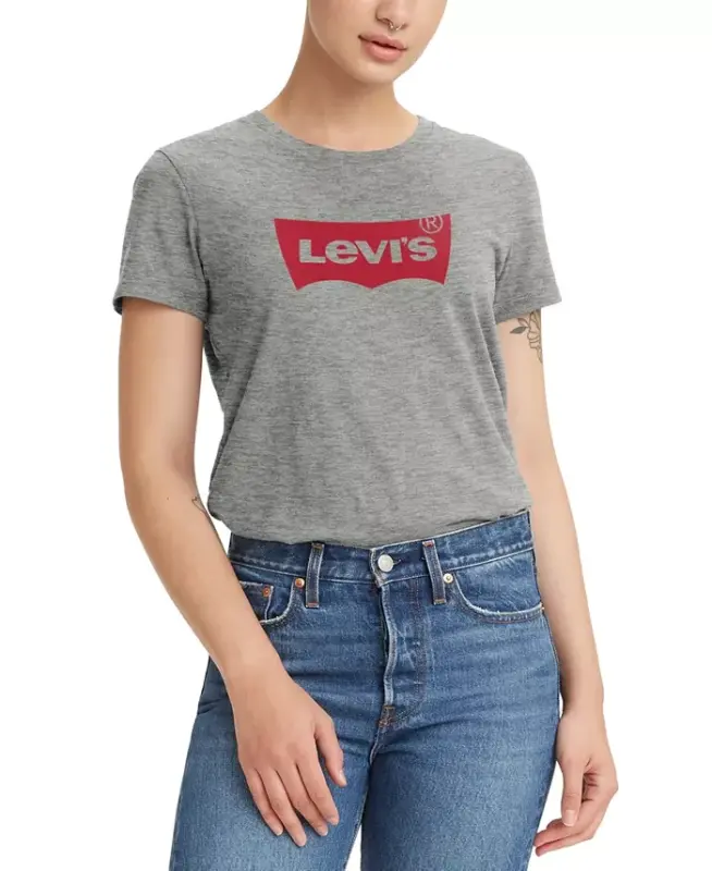 Women's Perfect Graphic Logo Cotton T-Shirt - Grey Logo - 1