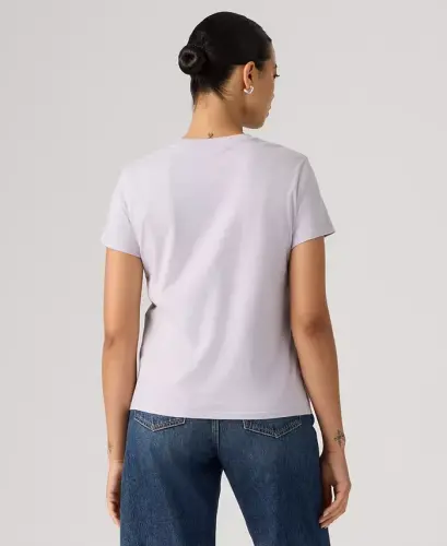 Women's Perfect Graphic Logo Cotton T-Shirt - Serif Synth Lavender Blue - 2