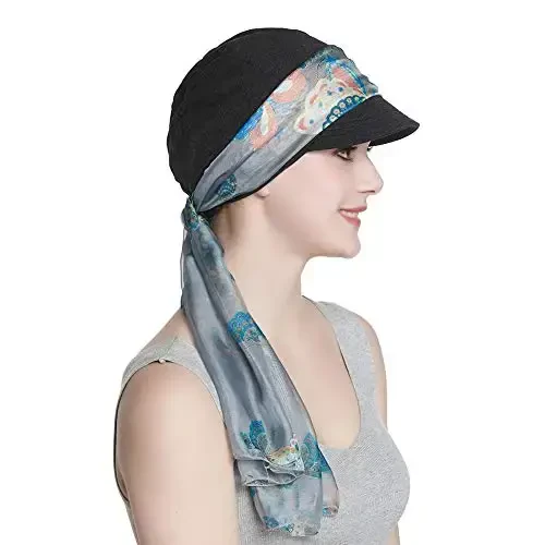 Alnorm Breathable Cotton Hat and Scarf Set Chemo Headwear for Women - 3