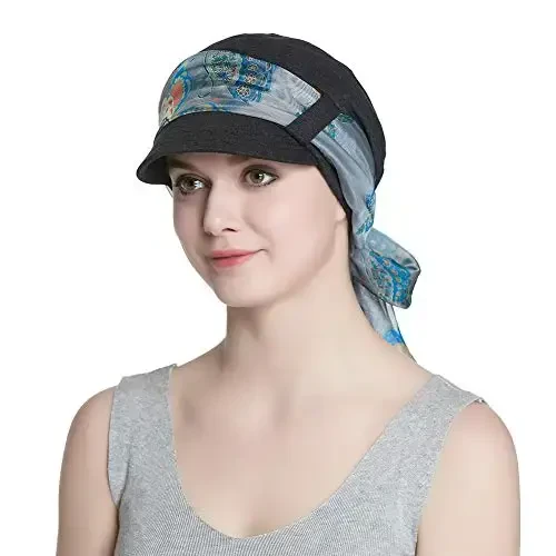Alnorm Breathable Cotton Hat and Scarf Set Chemo Headwear for Women - 5