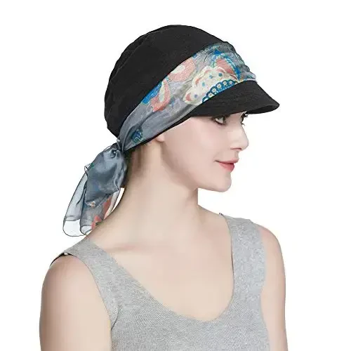 Alnorm Breathable Cotton Hat and Scarf Set Chemo Headwear for Women - 6