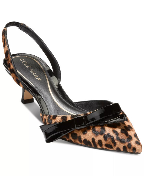 Kadınlar İçin Noella Kurdeleli Slingback Pompalar Leopar Desenli Saç Derisi - 1