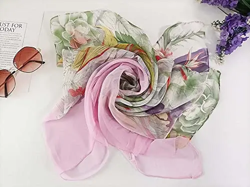 Pokeedioty Scarfs for Women Lightweight Fashion Scarves Elegant Floral Pattern Sheer Scarfs - 3