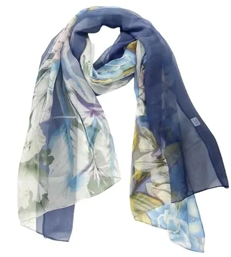 Pokeedioty Scarfs for Women Lightweight Fashion Scarves Elegant Floral Pattern Sheer Scarfs - 3
