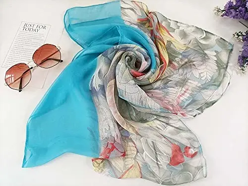 Pokeedioty Scarfs for Women Lightweight Fashion Scarves Elegant Floral Pattern Sheer Scarfs - POKEEDIOTY (1)