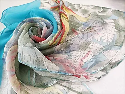 Pokeedioty Scarfs for Women Lightweight Fashion Scarves Elegant Floral Pattern Sheer Scarfs - 3