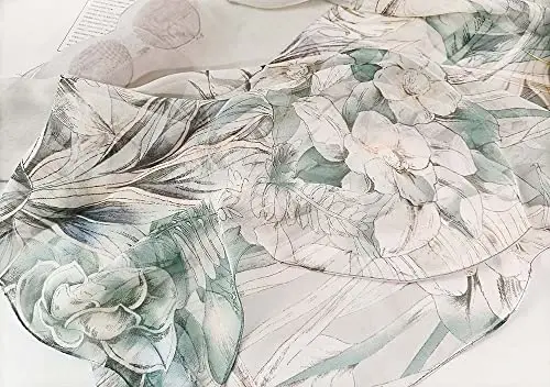Pokeedioty Scarfs for Women Lightweight Fashion Scarves Elegant Floral Pattern Sheer Scarfs - 2