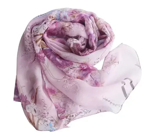 Pokeedioty Scarfs for Women Lightweight Fashion Scarves Elegant Floral Pattern Sheer Scarfs - 3