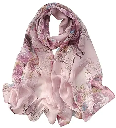 Pokeedioty Scarfs for Women Lightweight Fashion Scarves Elegant Floral Pattern Sheer Scarfs - POKEEDIOTY