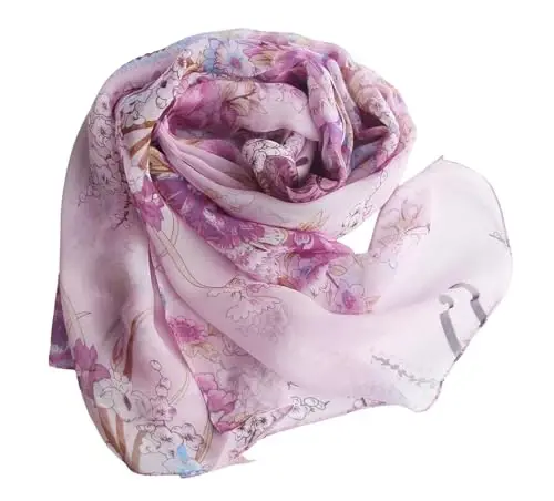 Pokeedioty Scarfs for Women Lightweight Fashion Scarves Elegant Floral Pattern Sheer Scarfs - 3