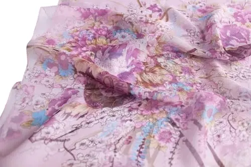 Pokeedioty Scarfs for Women Lightweight Fashion Scarves Elegant Floral Pattern Sheer Scarfs - 4