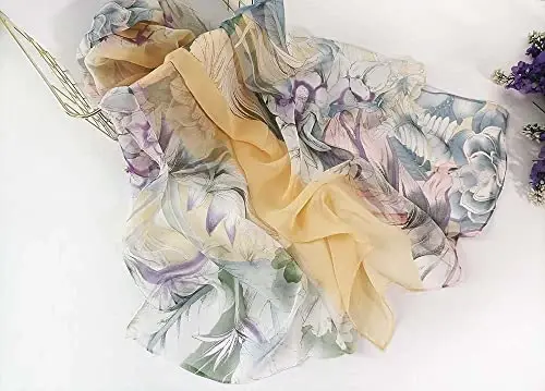 Pokeedioty Scarfs for Women Lightweight Fashion Scarves Elegant Floral Pattern Sheer Scarfs - 2