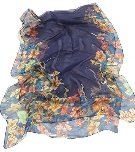 Pokeedioty Scarfs for Women Lightweight Fashion Scarves Elegant Floral Pattern Sheer Scarfs - 2