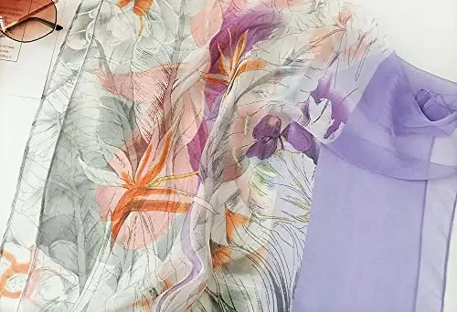 Pokeedioty Scarfs for Women Lightweight Fashion Scarves Elegant Floral Pattern Sheer Scarfs - 3