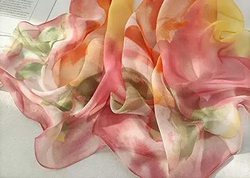 Pokeedioty Scarfs for Women Lightweight Fashion Scarves Elegant Floral Pattern Sheer Scarfs - 4