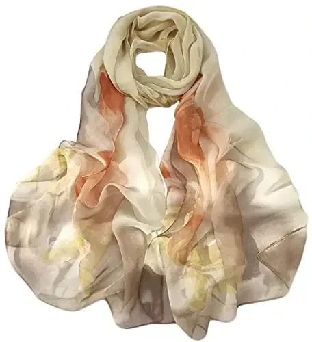 Pokeedioty Scarfs for Women Lightweight Fashion Scarves Elegant Floral Pattern Sheer Scarfs 