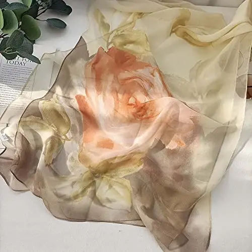 Pokeedioty Scarfs for Women Lightweight Fashion Scarves Elegant Floral Pattern Sheer Scarfs - 2