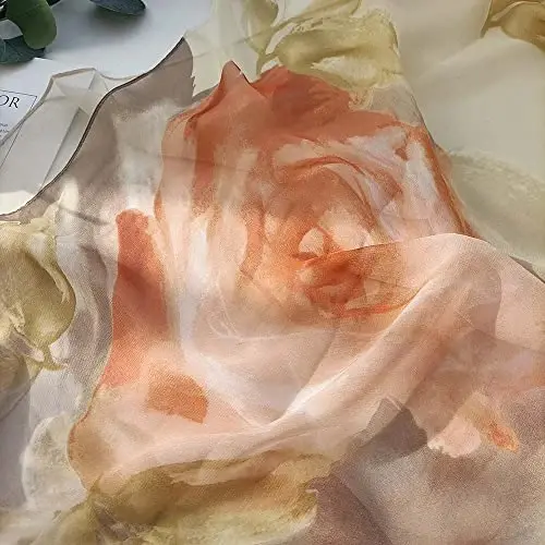 Pokeedioty Scarfs for Women Lightweight Fashion Scarves Elegant Floral Pattern Sheer Scarfs - 3