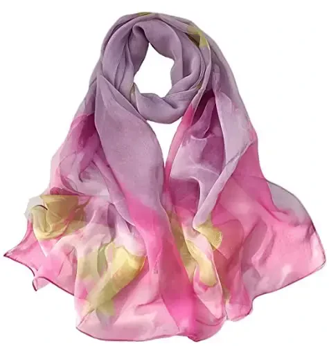 Pokeedioty Scarfs for Women Lightweight Fashion Scarves Elegant Floral Pattern Sheer Scarfs - POKEEDIOTY
