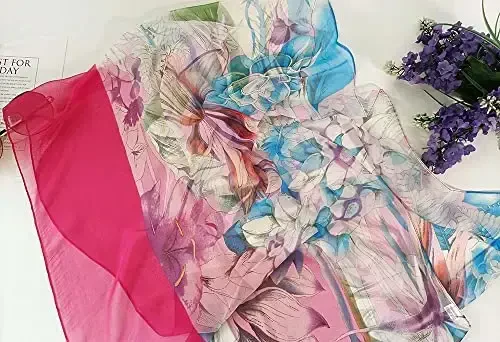 Pokeedioty Scarfs for Women Lightweight Fashion Scarves Elegant Floral Pattern Sheer Scarfs - POKEEDIOTY (1)