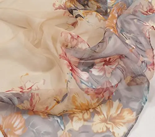Pokeedioty Scarfs for Women Lightweight Fashion Scarves Elegant Floral Pattern Sheer Scarfs - 2