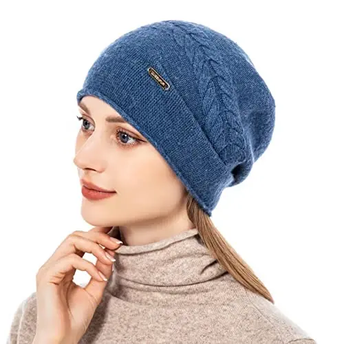 QUEENFUR Knit Slouchy Beanie Hats for Women CasModazoneere Ski Cap Knitted Wool Soft Warm Winter Hat - 3