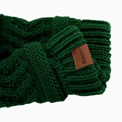 Rosoz 2 Pack Ponytail Beanie for Women,Winter Warm Beanie Tail Soft Stretch Cable Knit Messy High Bun Hat - 5