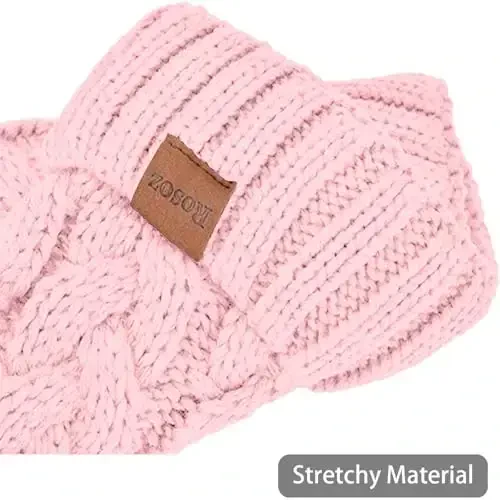 Rosoz Ponytail Beanie for Women,Winter Warm Beanie Tail Soft Stretch Cable Knit Messy High Bun Hat - 4