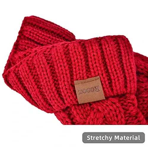 Rosoz Ponytail Beanie for Women,Winter Warm Beanie Tail Soft Stretch Cable Knit Messy High Bun Hat - 5