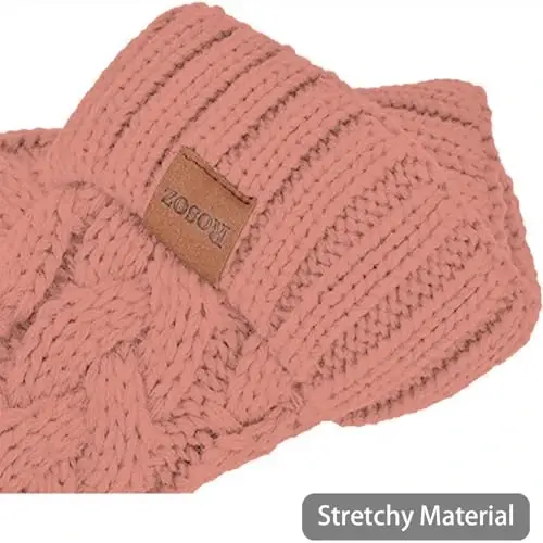 Rosoz Ponytail Beanie for Women,Winter Warm Beanie Tail Soft Stretch Cable Knit Messy High Bun Hat - 4