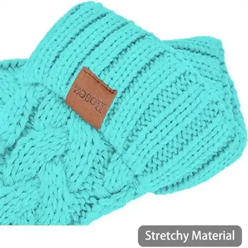 Rosoz Ponytail Beanie for Women,Winter Warm Beanie Tail Soft Stretch Cable Knit Messy High Bun Hat - 4