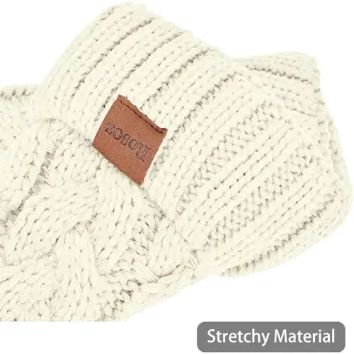 Rosoz Ponytail Beanie for Women,Winter Warm Beanie Tail Soft Stretch Cable Knit Messy High Bun Hat - 3