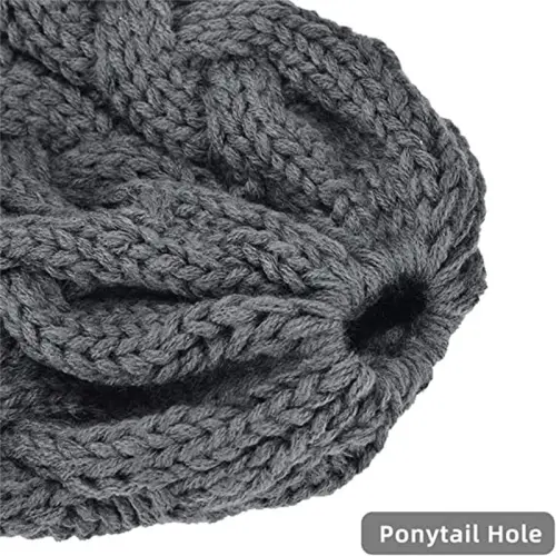 Rosoz Ponytail Beanie for Women,Winter Warm Beanie Tail Soft Stretch Cable Knit Messy High Bun Hat - 6