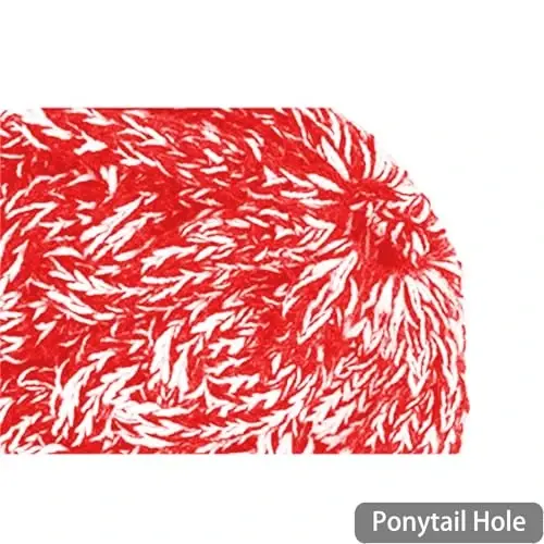 Rosoz Ponytail Beanie for Women,Winter Warm Beanie Tail Soft Stretch Cable Knit Messy High Bun Hat - 3