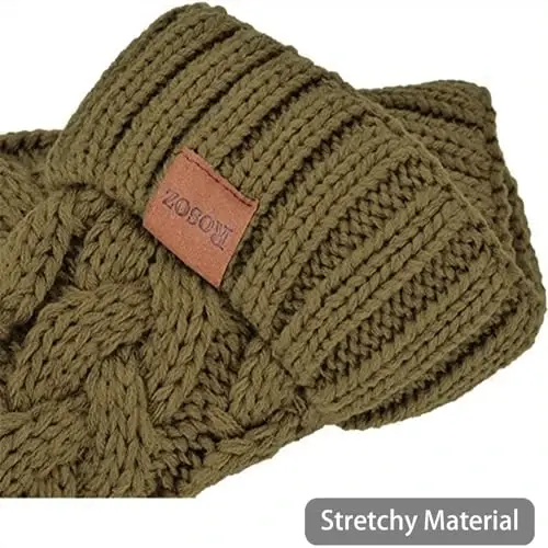 Rosoz Ponytail Beanie for Women,Winter Warm Beanie Tail Soft Stretch Cable Knit Messy High Bun Hat - 4