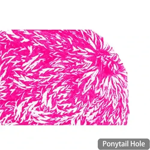 Rosoz Ponytail Beanie for Women,Winter Warm Beanie Tail Soft Stretch Cable Knit Messy High Bun Hat - 3