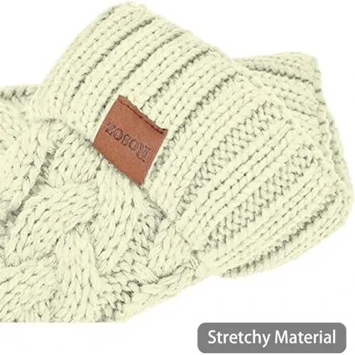 Rosoz Ponytail Beanie for Women,Winter Warm Beanie Tail Soft Stretch Cable Knit Messy High Bun Hat - 4