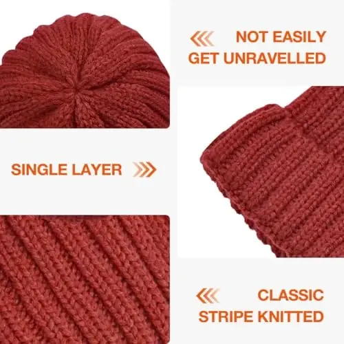 Rosoz Winter Hats for Women Warm Thick Soft Stretch Cable Knit Beanie Skully Cap for Cold Weather - 4