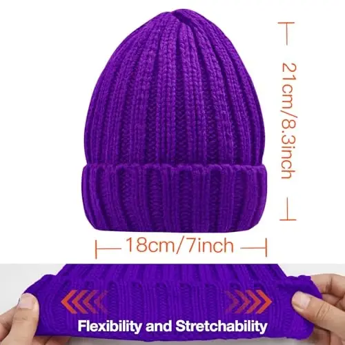 Rosoz Winter Hats for Women Warm Thick Soft Stretch Cable Knit Beanie Skully Cap for Cold Weather - 6