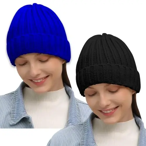 Rosoz Winter Hats for Women Warm Thick Soft Stretch Cable Knit Beanie Skully Cap for Cold Weather - 1