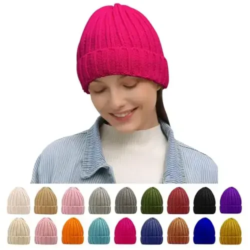 Rosoz Winter Hats for Women Warm Thick Soft Stretch Cable Knit Beanie Skully Cap for Cold Weather 