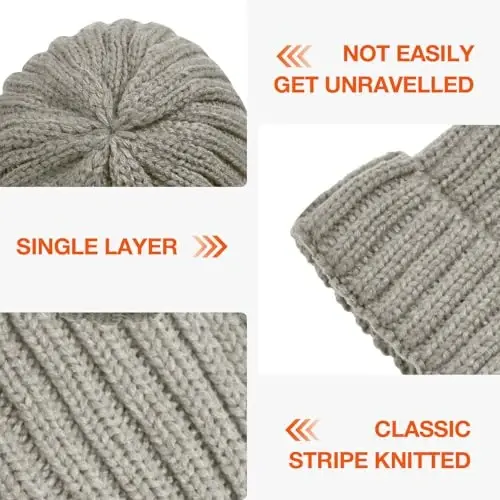 Rosoz Winter Hats for Women Warm Thick Soft Stretch Cable Knit Beanie Skully Cap for Cold Weather - 4