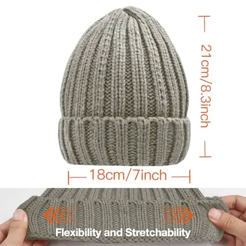 Rosoz Winter Hats for Women Warm Thick Soft Stretch Cable Knit Beanie Skully Cap for Cold Weather - 6