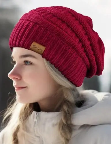 Slouchy Beanies for Women Cable Knit Winter Hats Ladies Gifts Chunky Skull Cap Thick Warm Stocking Caps for Cold Weather - 7