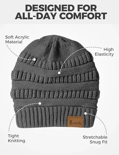 Slouchy Beanies for Women Cable Knit Winter Hats Ladies Gifts Chunky Skull Cap Thick Warm Stocking Caps for Cold Weather - 6
