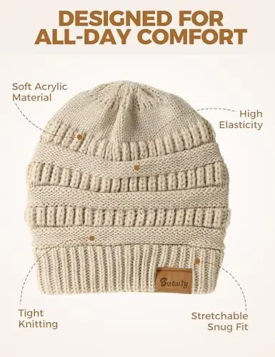 Slouchy Beanies for Women Cable Knit Winter Hats Ladies Gifts Chunky Skull Cap Thick Warm Stocking Caps for Cold Weather - 6