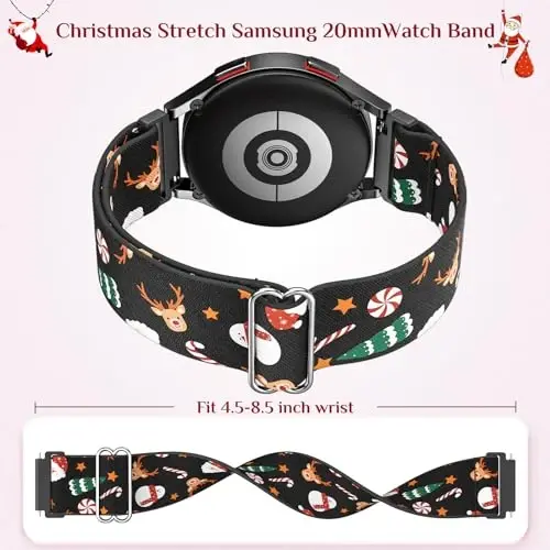 LETOID for Samsung Galaxy Watch Bands for Women, Bling Stretchy Nylon Strap Designed for Samsung Galaxy Watch 8/7/6/5/4/FE, Active 2 – Soft, Breathable, Adjustable, Glitter Elastic Wristband - 3