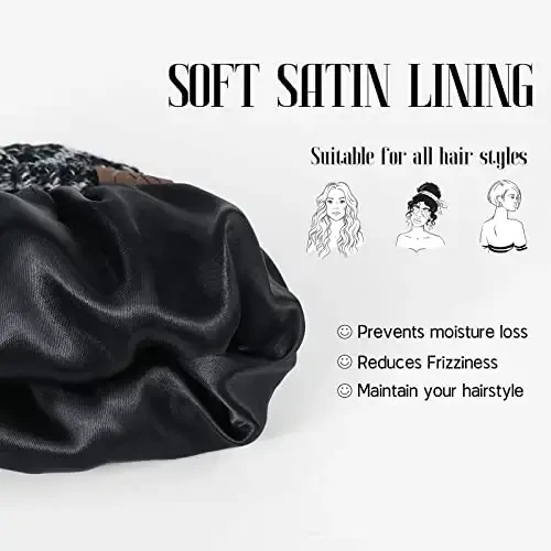 Beanies Women Satin Lined Beanie Winter Hats for Women Silk Lined Slouchy Beanie for Winter Warm Knit Cuffed Beanie Hat - 4